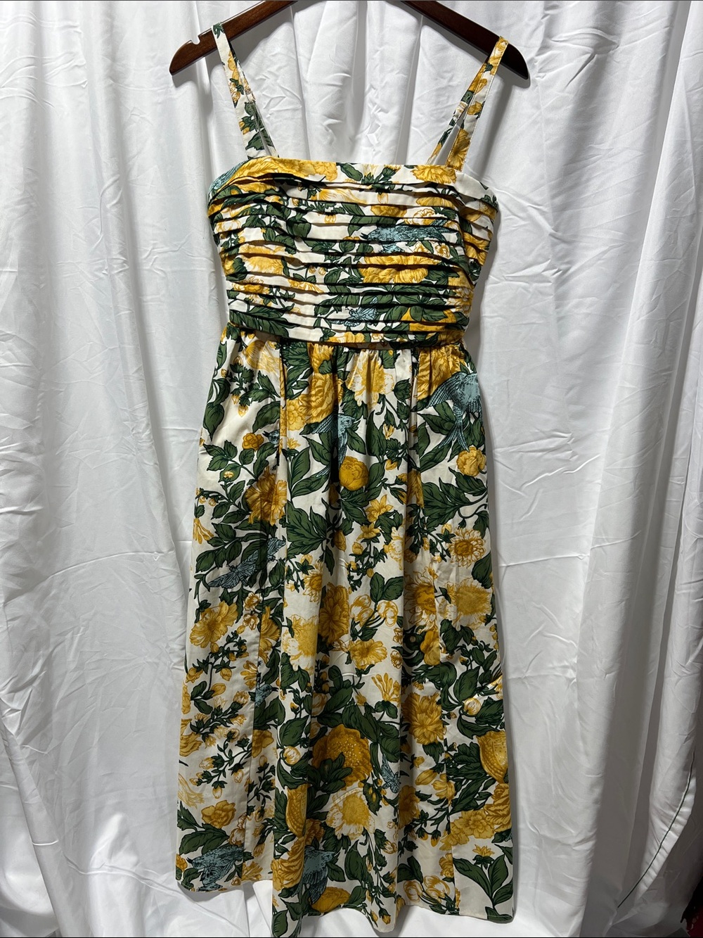 Abercrombie & Fitch Yellow and Green Floral Midi Dress